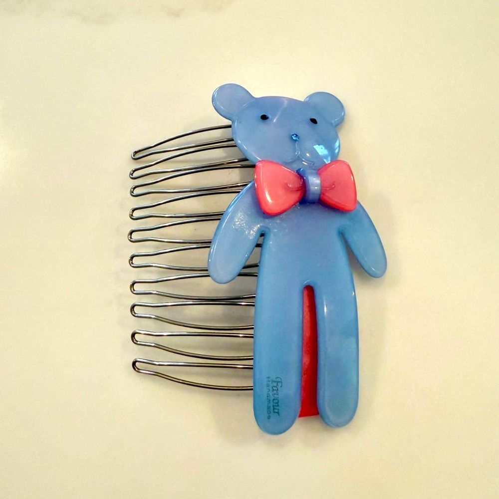 Cute Blue Teddy Bear Comb Hair Clip Hair - Picture 2 of 5